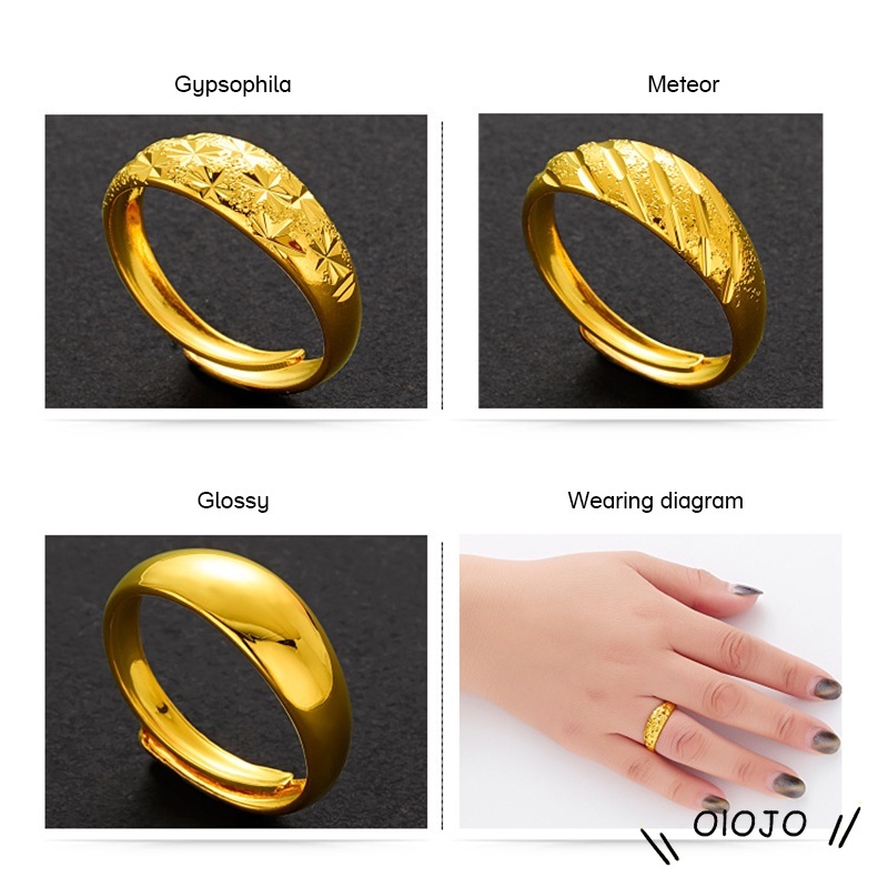 【COD】Cincin Pria Dan Wanita Berlapis Emas Warna-Melestarikan Bintang Terbuka Cincin Klasik Kuningan Berlapis Emas Perhiasan
