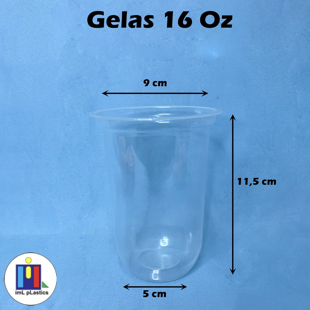 GELAS OVAL SUPER BUBBLE / GELAS BOBA PLASTIK 16 OZ - ISI 50PCS