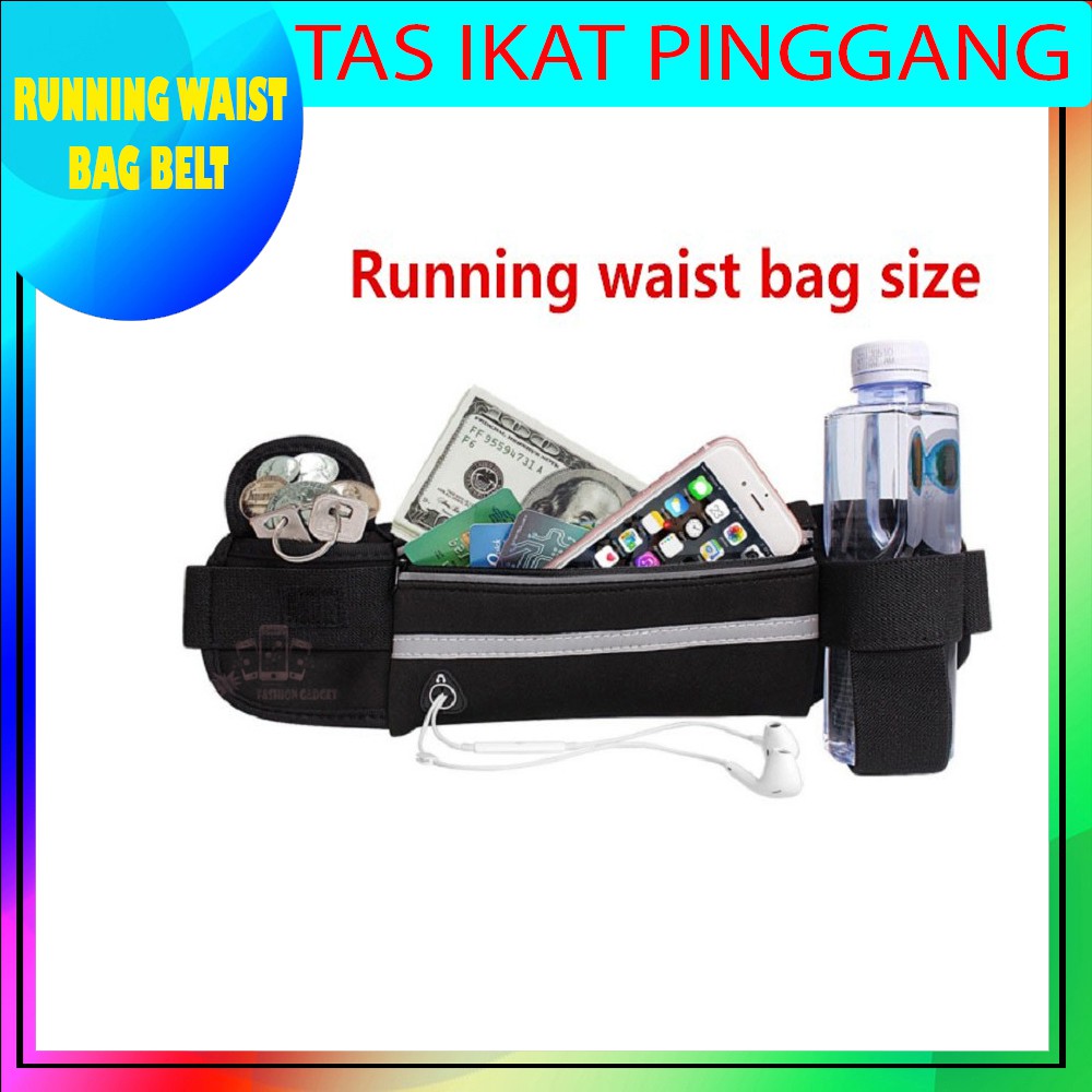 Tas Ikat Pinggang Lari Sepeda Olahraga Gym Running Waist Bag Belt 1 KANTONG TAS PINGGANG SPORT BELT