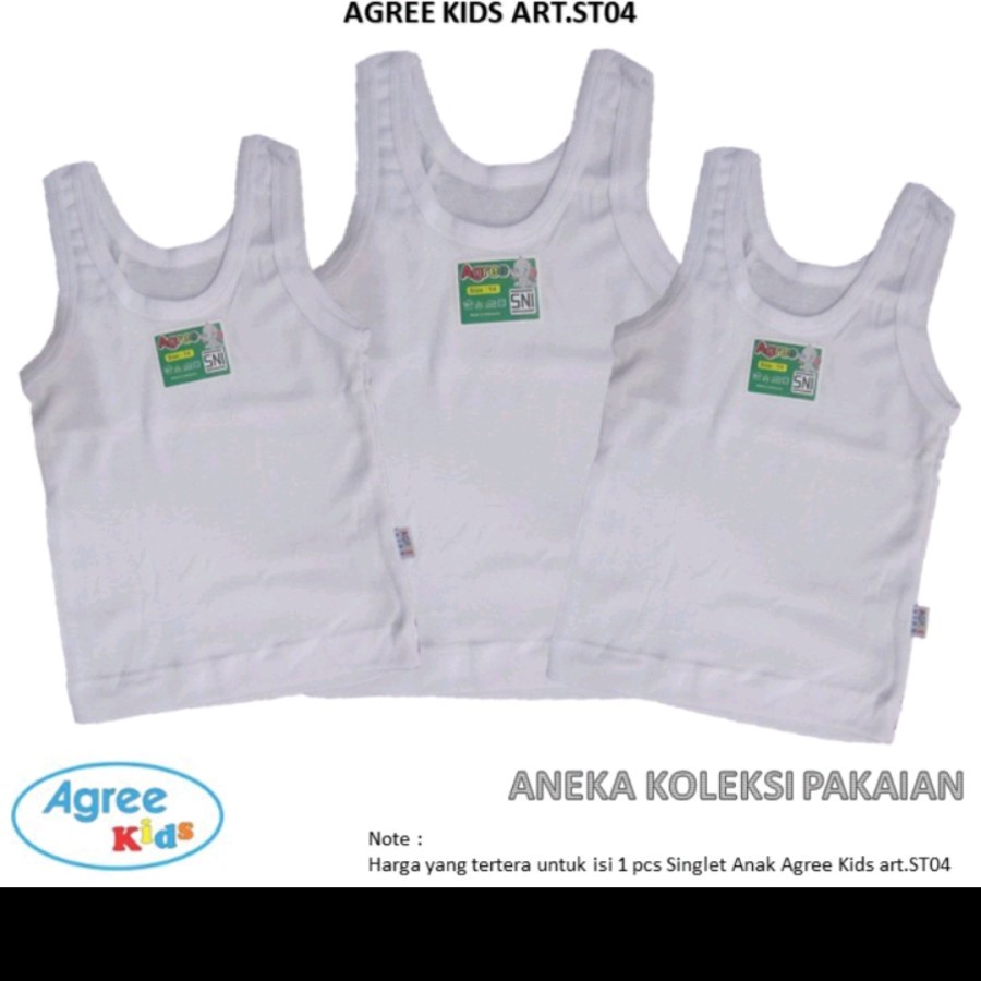 singlet atasan anak cewek / laki laki agree st 04 kaos kutang big size