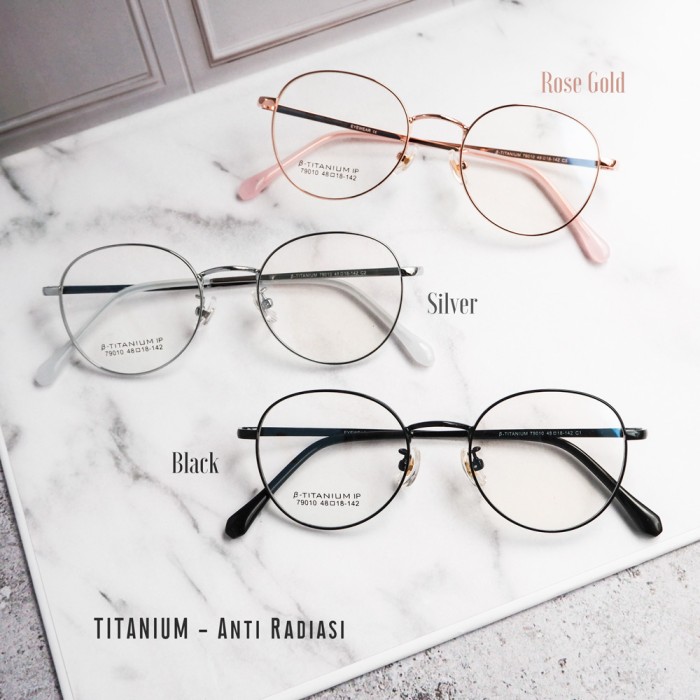 KACAMATA ANTI RADIASI - Frame Bulat TITANIUM Original DBP 79010