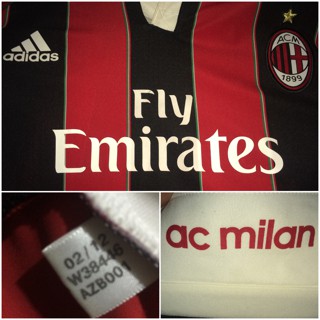 Jersey AC MILAN 2012-2013 Techfit Player Issue Size 10 UCL version