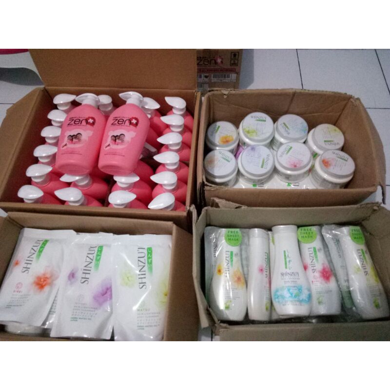 Paket sabun zen Pump free revil , Lulur shinzui ,Body Lotion shinzui, Refil kemasan baru shinzui