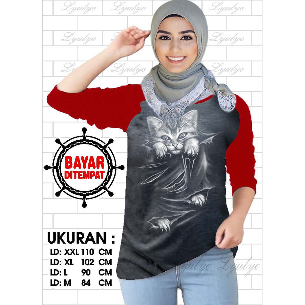 Kaos Raglan (K.SOBEK)/Kaos Wanita Lengan 3/4/ Kaos Wanita/ Kaos Cewek/ Kaos Oblong/Misty