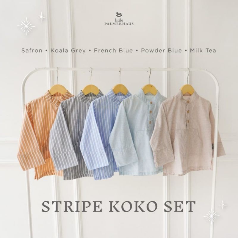 Little Palmerhaus Koko Set Stripes / Baju Koko Anak Motif Salur size 4-5-6