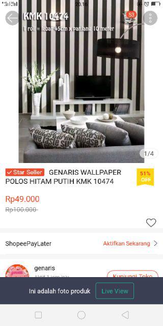 Genaris Wallpaper Polos Hitam Putih Kmk 10474 Wallpapaer 10meter X 45cm Wallpaper Dinding Sticker