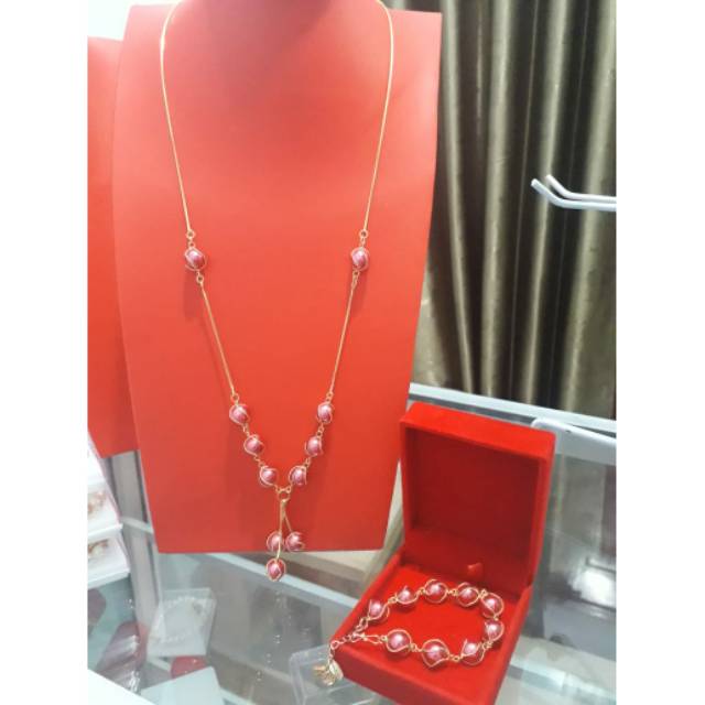 Set kalung dan gelang paloma perak murni