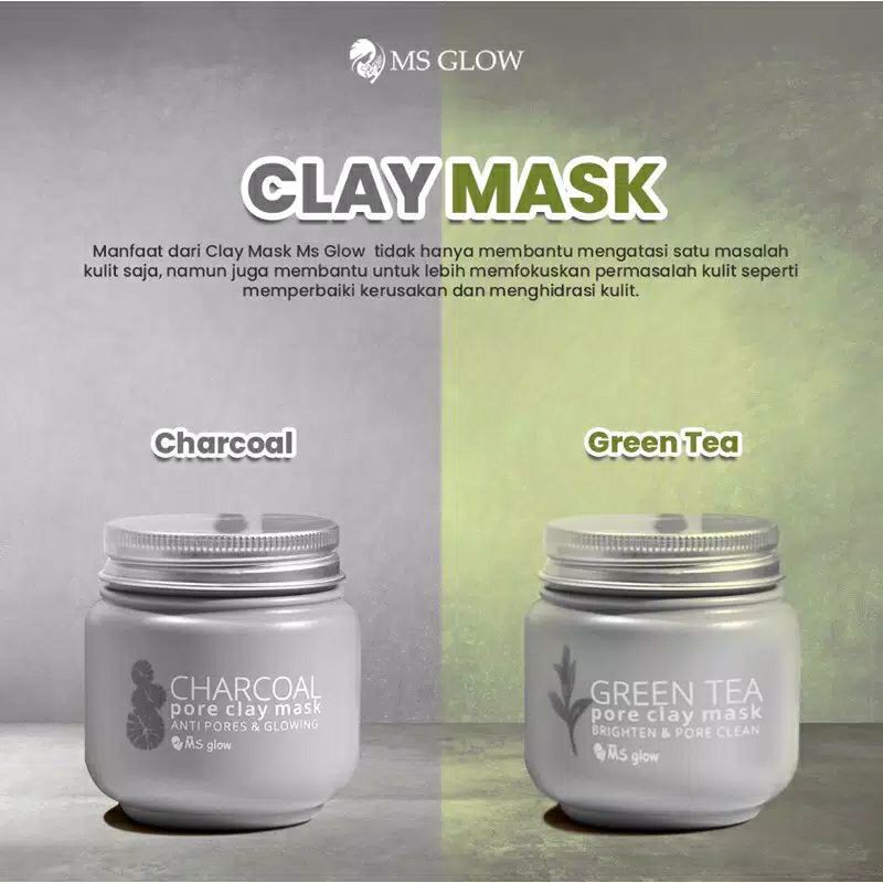 Ms Glow Clay Mask Greentea / Clay Mask Carcoal / Clay Mask Green Tea / Clay Mask Corcoal