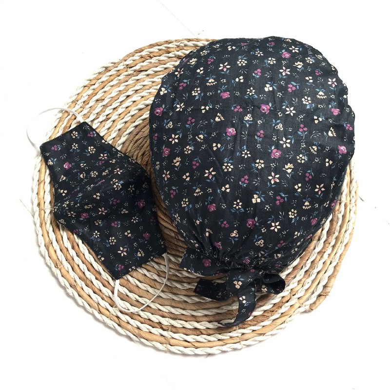 Topi Bedah 1 Lapis / Surgical Cap / Nurse Cap / Topi Perawat Motif Bunga No 56