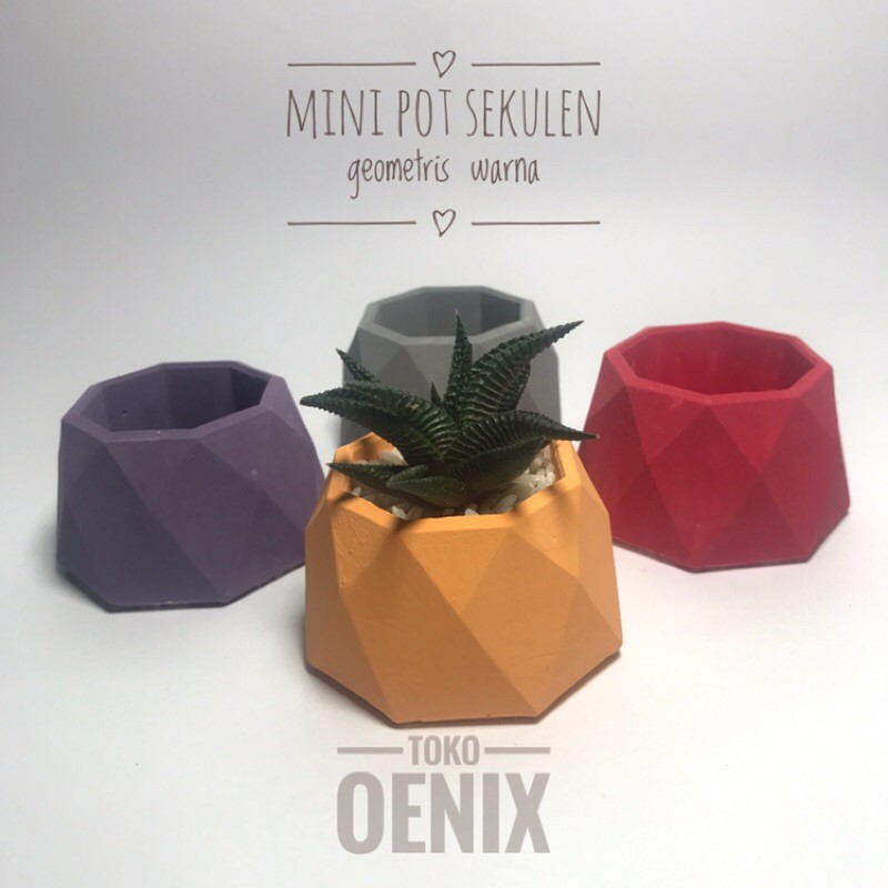 Mini Pot Sekulen Geometris Warna