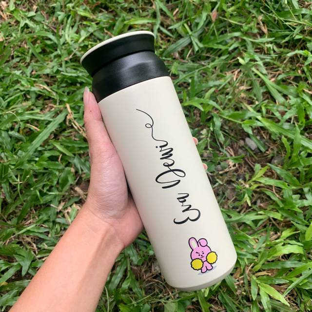 Travel tumbler birthday gift botol minum bt21 custom request nama kasih nama japanese style kado ultah