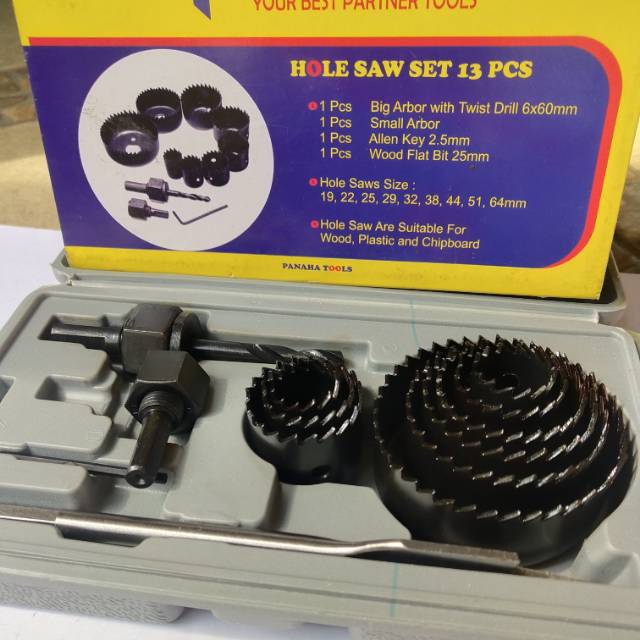 Hole saw set 13 pcs mata bor kayu set 13 pcs