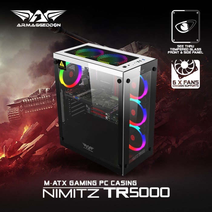 ARMAGGEDDON NIMITZ TR5000 - ATX GAMING PC CASING - Putih NEW