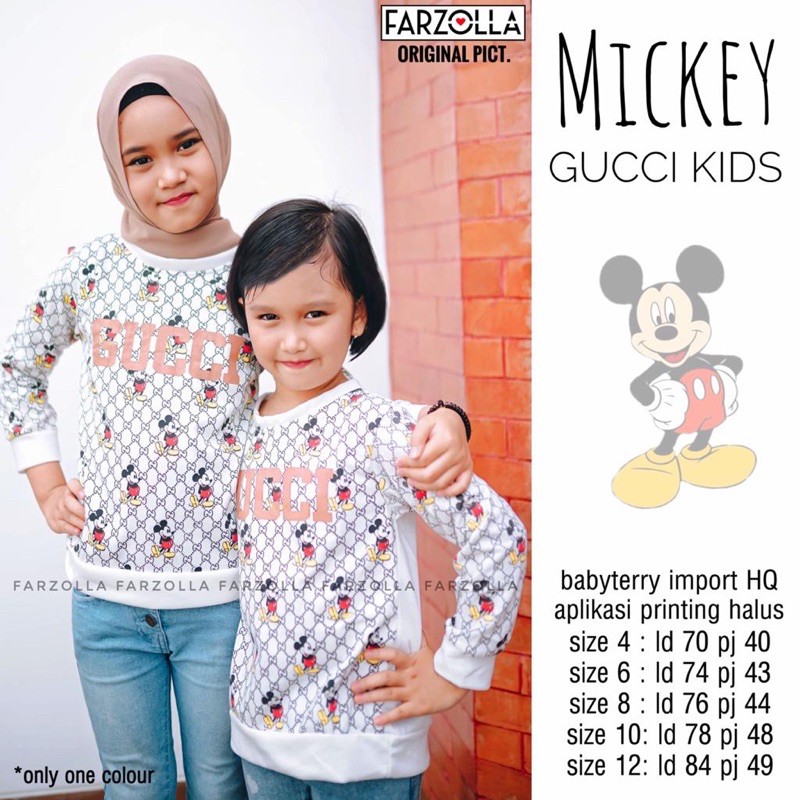 Baju Atasan Anak Motif Mickey Mouse Mickey Gucci Kids Original by Farzolla