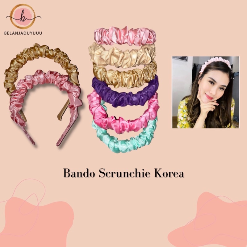Bando Korea Kerut Scrunchie Headband Full Colors