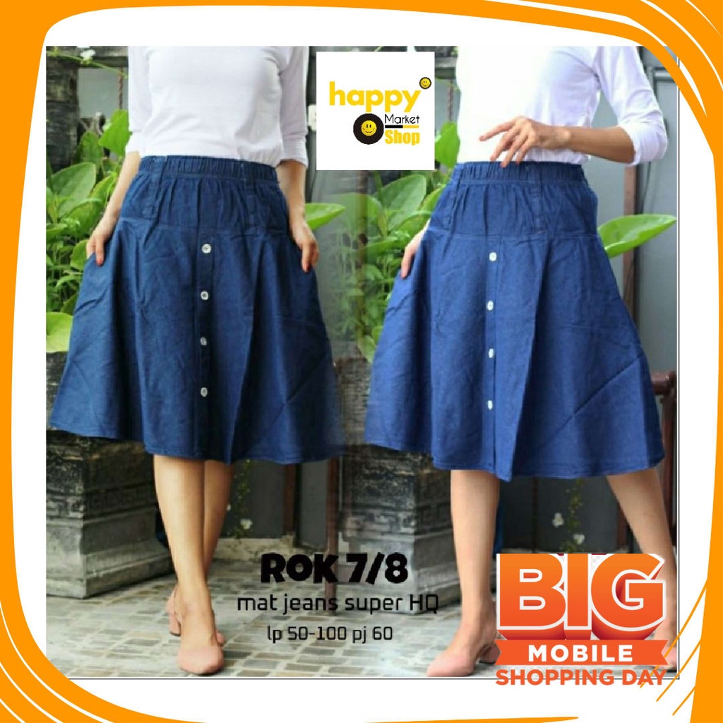 Bawahan remaja Anak Sekolah Kuliah Dewasa Street /  Rok Payung 7/8 Bawah Lutut Rok OZAEY Kancing Ter