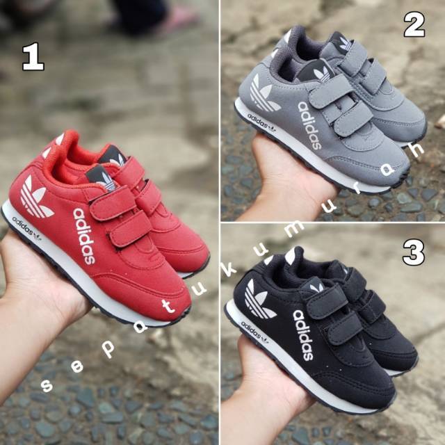SEPATU ANAK ADIDAS NEO HITAM / TOSKA / MERAH / BIRU / ABU / GREY / SEPATU SEKOLAH ANAK PEREKAT