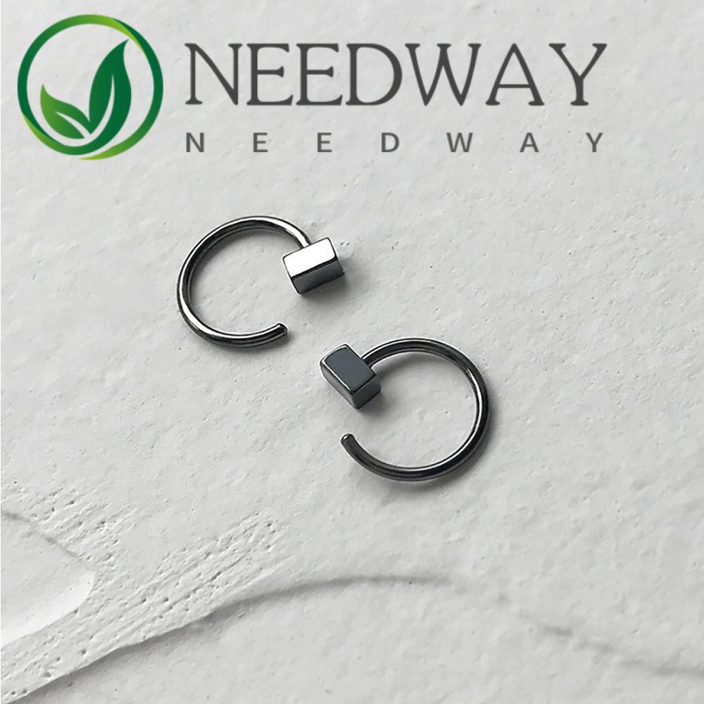 Needway  Cool Small Cube  Earrings Geometric Ear Buckle Hook Earrings Silver Needle Elegant Minimalist Korean Woman Girl Fashion Jewelry/Multicolor