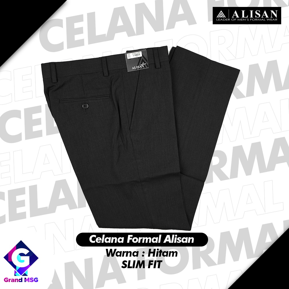 Celana Kantor Formal Alisan SLIM FIT, Celana Formal Alisan Pria, Celana Kerja Pria, Celana bahan warna hitam