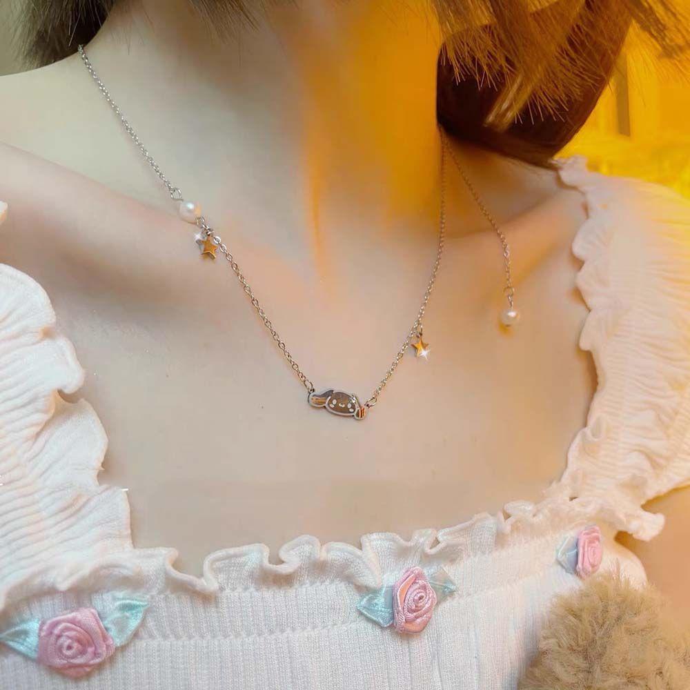 Mxbeauty Wanita Kalung Kreatif Manis Sederhana Kuromi Bintang Hadiah Teman Hip Hop Yugui Anjing Gaya Korea Necklace