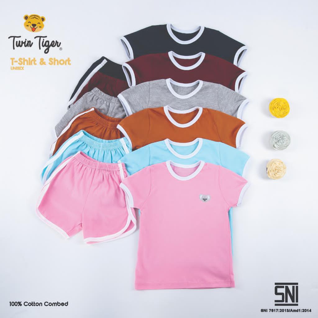 Twin Tiger Baby - Setelan Kaos Anak Baju retro tshirt and Short 0 - 5 tahun