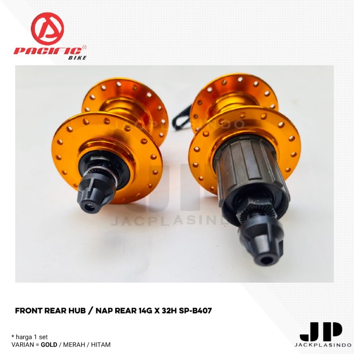 PACIFIC FRONT REAR HUB 32H" 2 BEARING NAP REAR 14G X 32H SP-B407 1SET - GOLD