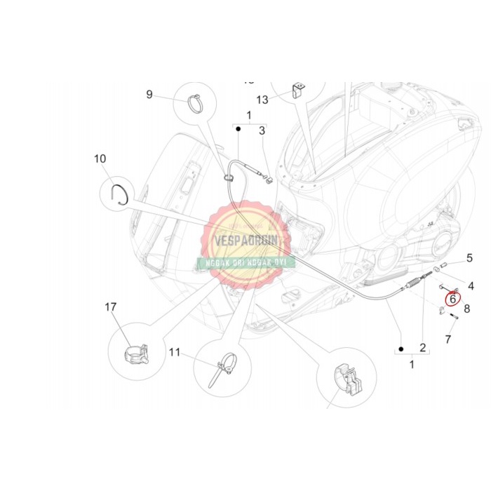 KLEM KABEL REM BELAKANG VESPA 3V IGET