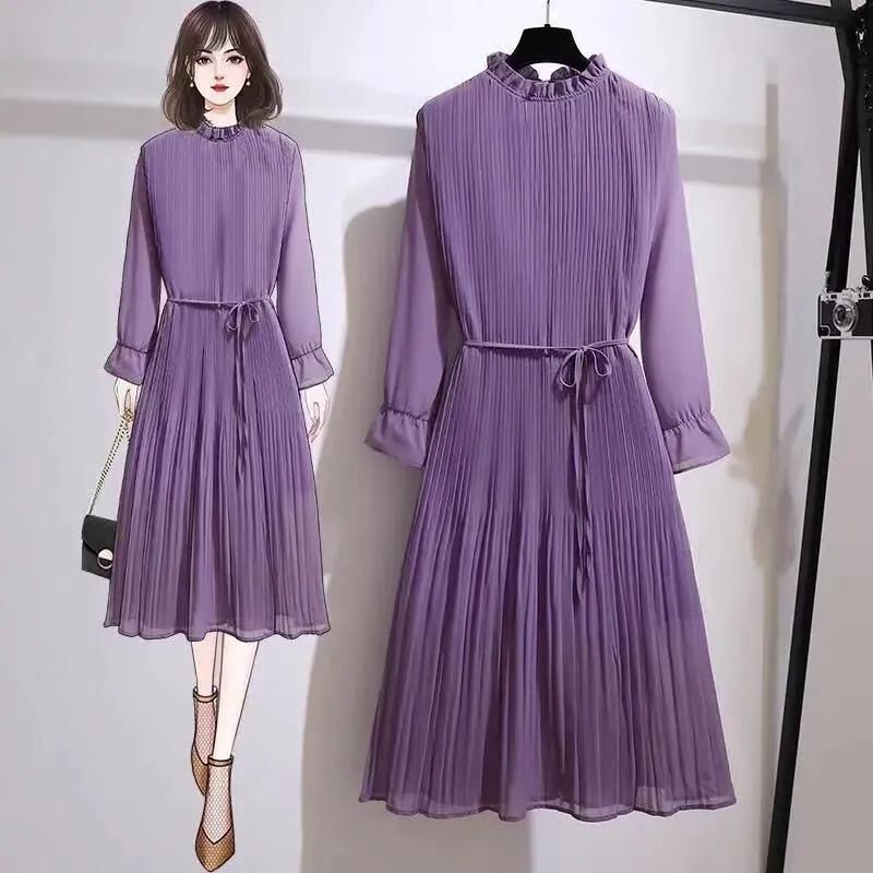 Large women's dress 2021 spring and autumn new fat mm medium and long style fashion temperament fore