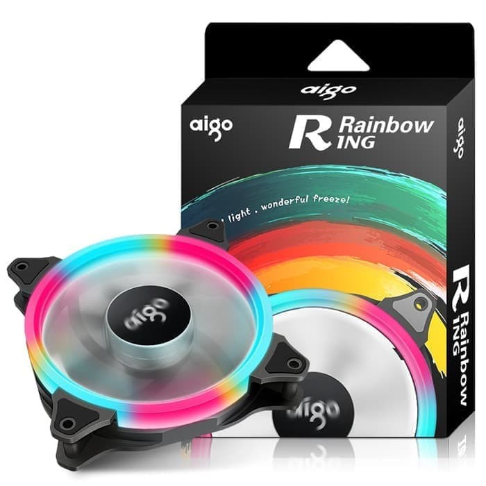 Fan AIGO Rainbow Ring RGB 12CM Internal Fan Case PC