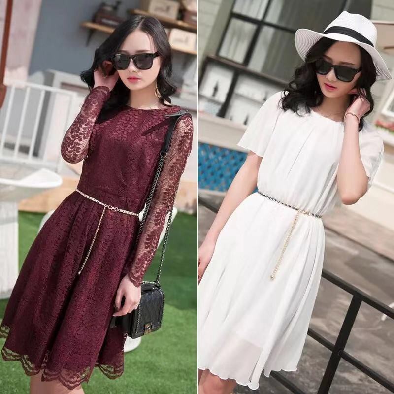 Ikat Pinggang Rantai Model Mutiara Imitasi / Belt Dress Wanita