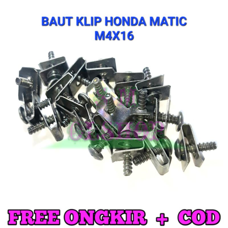 50 Baut Klip Honda Matic 4x16 Baut Klip Motor Honda Matic Baut Body Honda Matic Beat Vario Scoopy M4x16