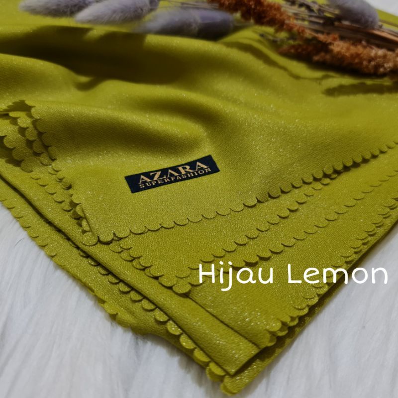 Hijab Segi Empat Azara nur sinar glamour Laser Cut kerudung hijab segiempat glowing 110 x 110-Lemon Sinar