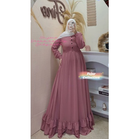 NEW GAMIS POLOS JUMBO/GAMIS NAJWA DRESS JUMBO BAHAN CERUTY BABY DOLL BY FAJAR collection
