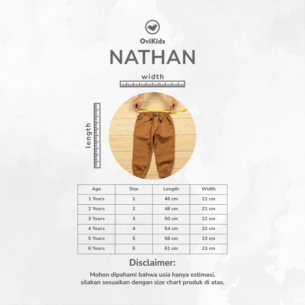 CHINOTONE NATHAN Celana Joger Anak Perempuan Laki-Laki Pria-Unisex (1-6 Tahun) OVIKIDS