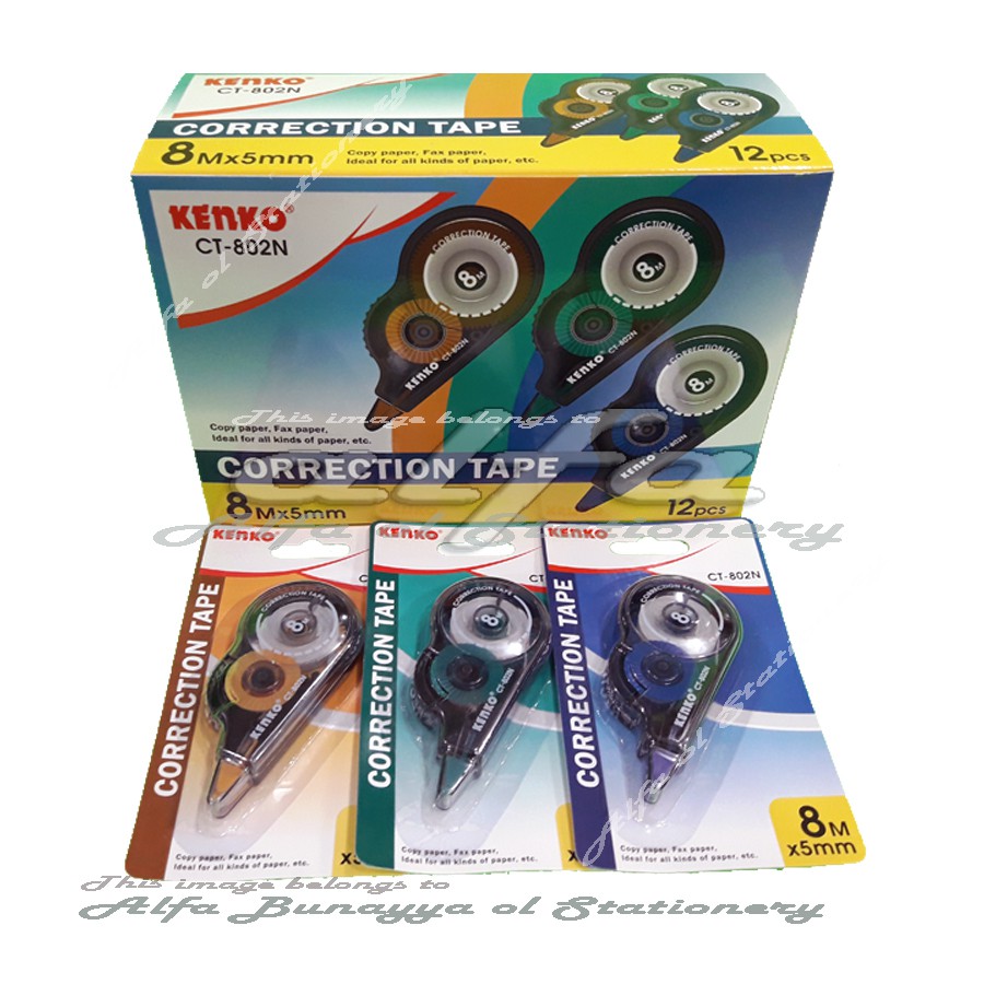 

Correction Tape 8 M Kenko CT 802N (12pc) - Tip x 8 Meter - Tipe Ex 8m 8Meter -