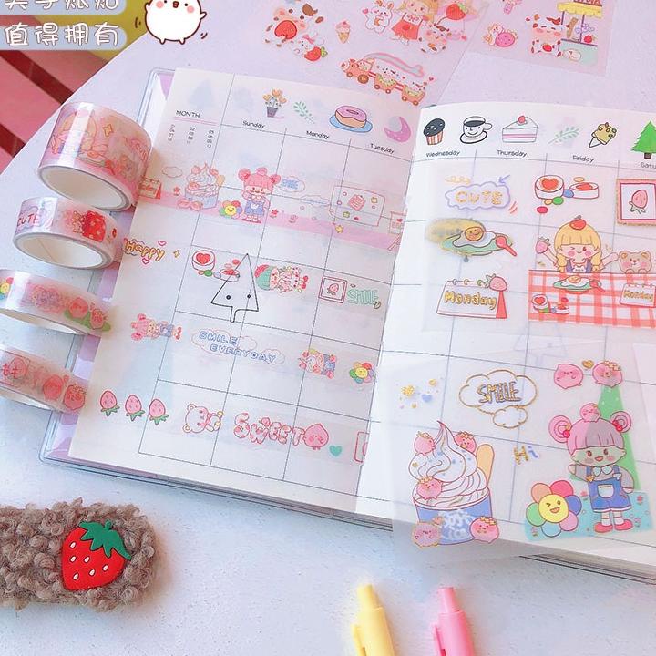 

SATUAN Isolasi Selotip Washi Masking Tape Transparan Lucu Dekorasi Scrapbook Decor Jurnal Diary Motif Lucu Aesthetic Planner School Office Stationary !