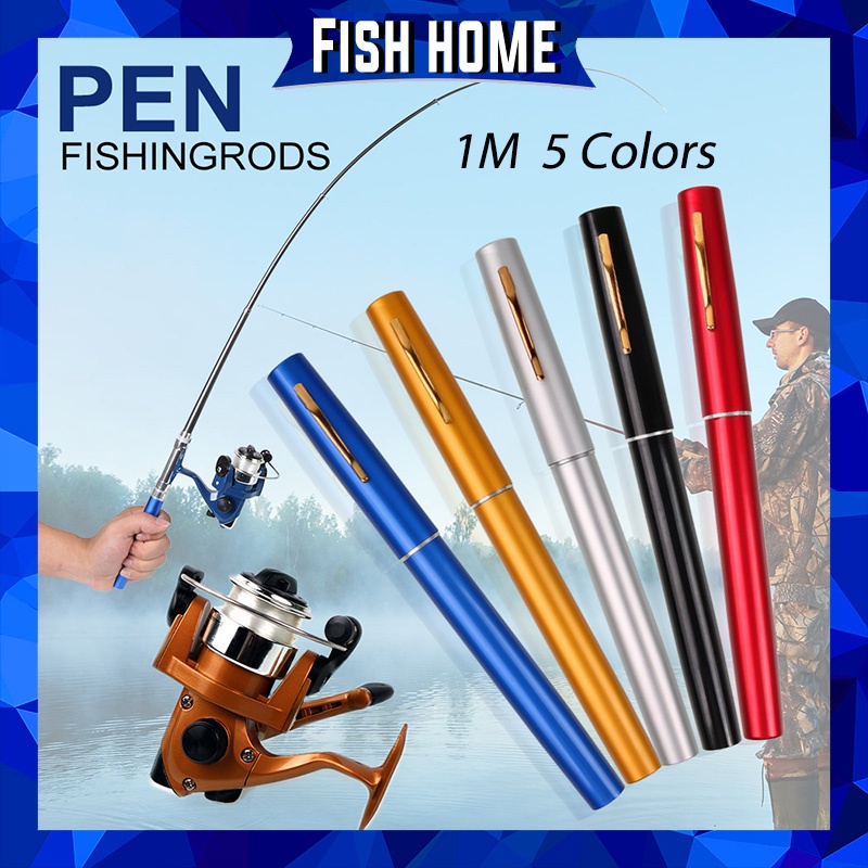 Joran Pancing Murah Memancing Set Mini Pena Pancing Portabel Fleksibilitas 1M Teleskopik Pancing Dan Memancing Berputar Reel dengan Pancing untuk Air Tawar Sungai Danau Anak-anak Mengajar Memancing Set