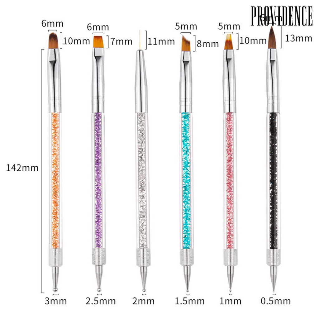 Providence 6Pcs/Set Nail Pen Wide Application Easy to Use Nylon Wool Nail Art Double-head Painted Point Drill Pen Set for Salon