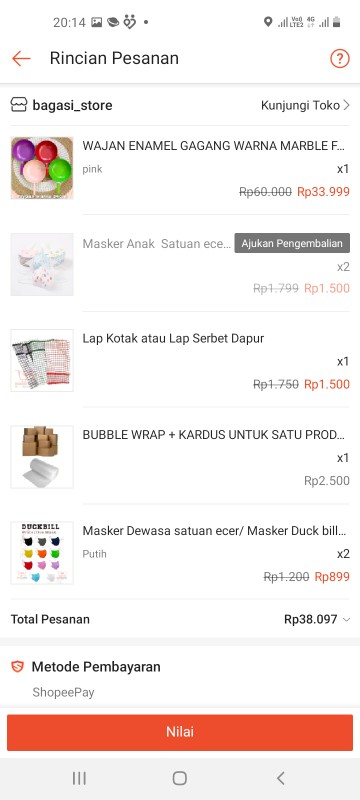 Wajan Enamel Gagang Warna Marble Frypan 34 Cm Kuaida