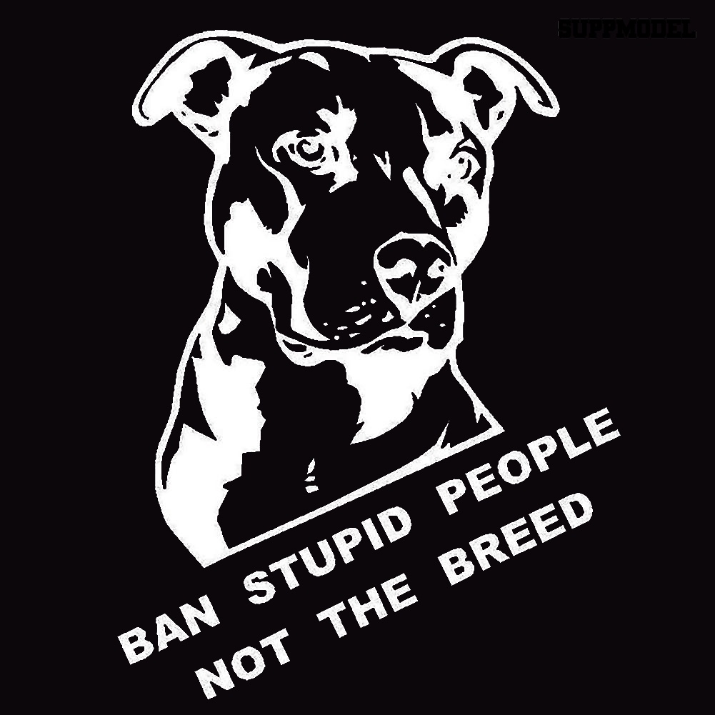 Stiker Ban Stupid People Not Breed Pitbull Untuk Bodykaca Jendela Mobil