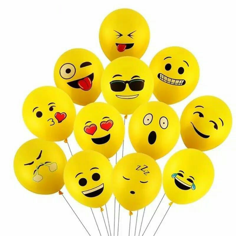 ISI 6 PCS BALON LATEX EMOTICON KUNING