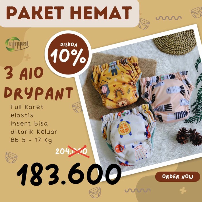 Paket Hemat Clodi Ningrat Popok Kain Pampers Cuci Ulang Diskon Promo