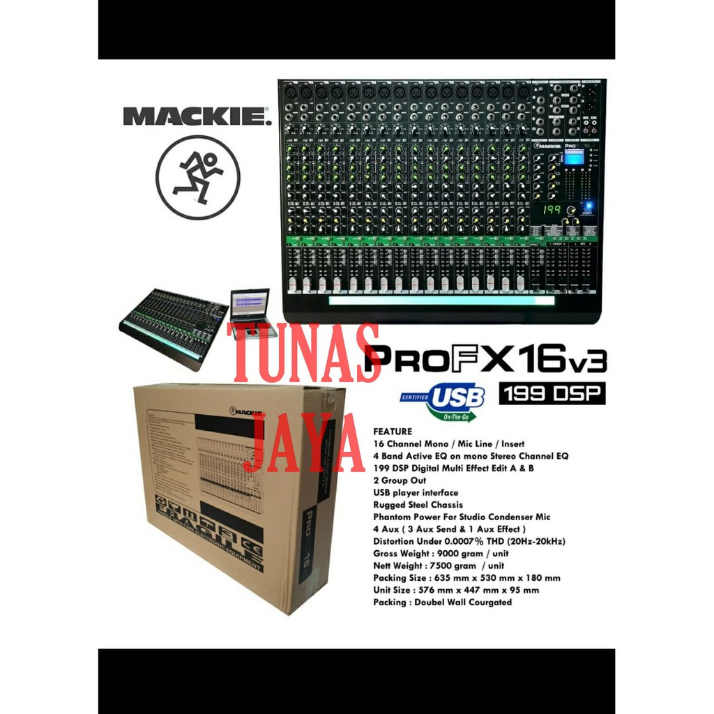 MIXER AUDIO MACKIE PRO FX16V3 PRO FX16 V3 PRO FX 16V3 16 CHANNEL