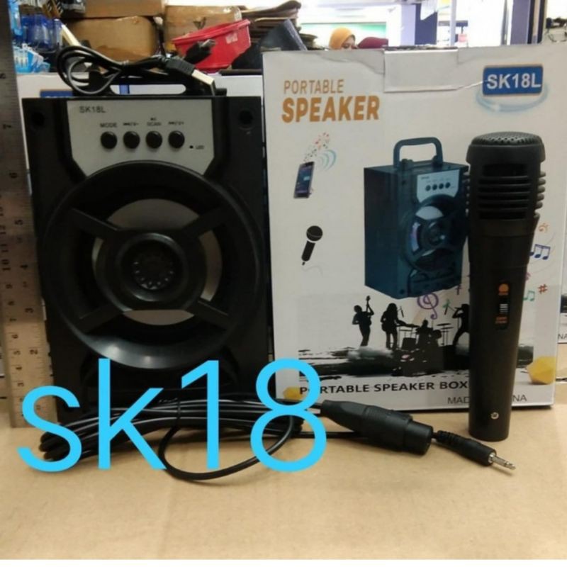 Speaker Bluetooth SK-18L + Standing + Led Wireless Speaker Bass + Mic