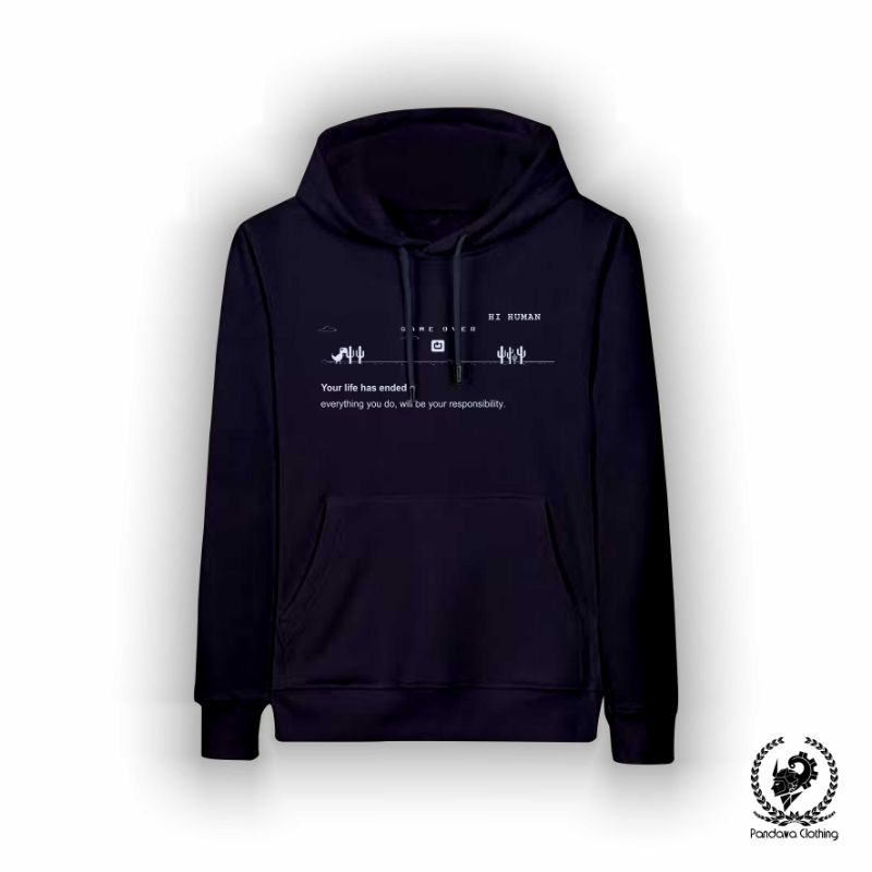 Hoodie Dhino Game Over Pandawa Cloth Black