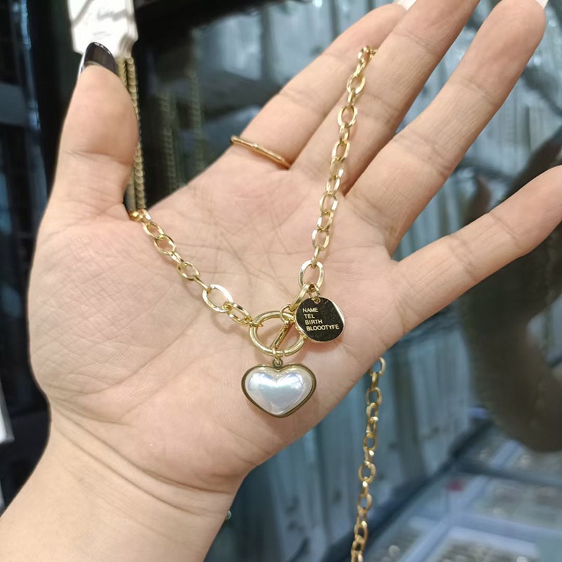 Bisa Cod Kalung Wanita 18K Emas Fashion Kalung Mutiara Emas Cinta ENXI Jewelry 809K2#