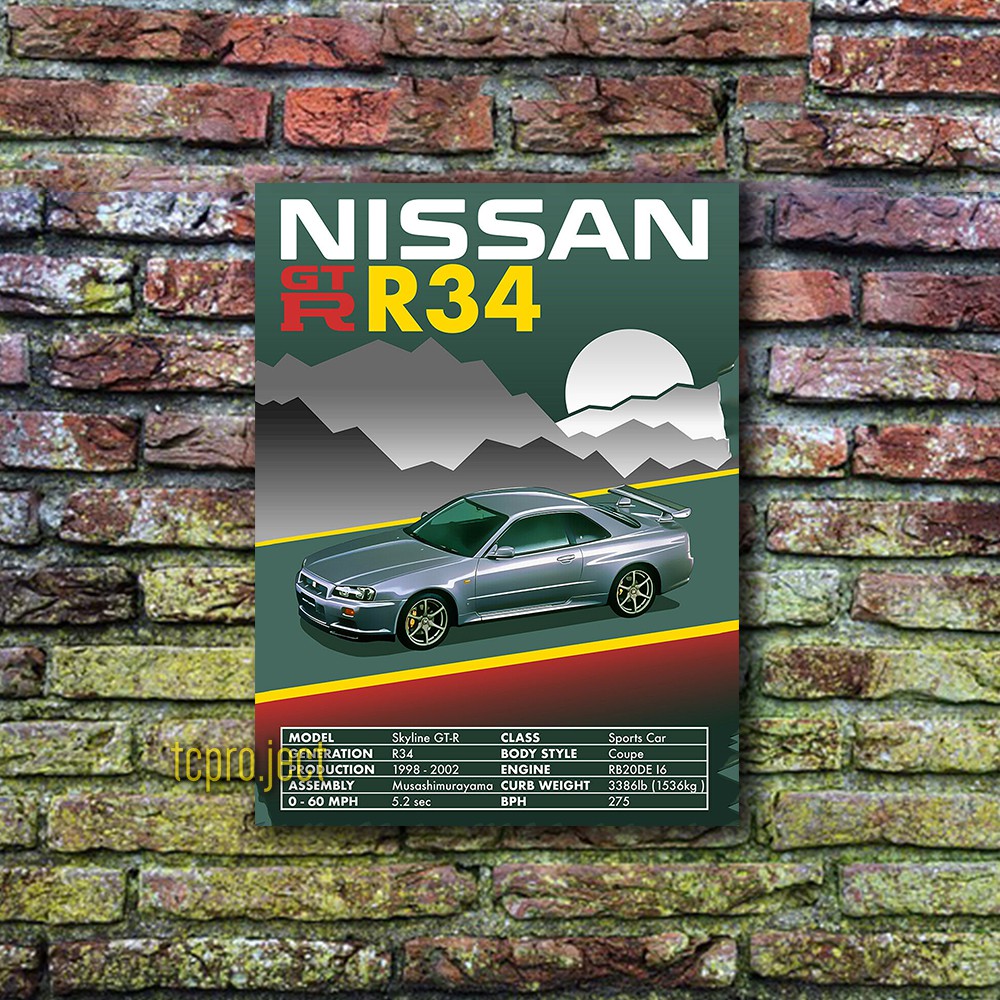 Nissan Skyline R34 POSTER - HIASAN DINDING POSTER KAYU