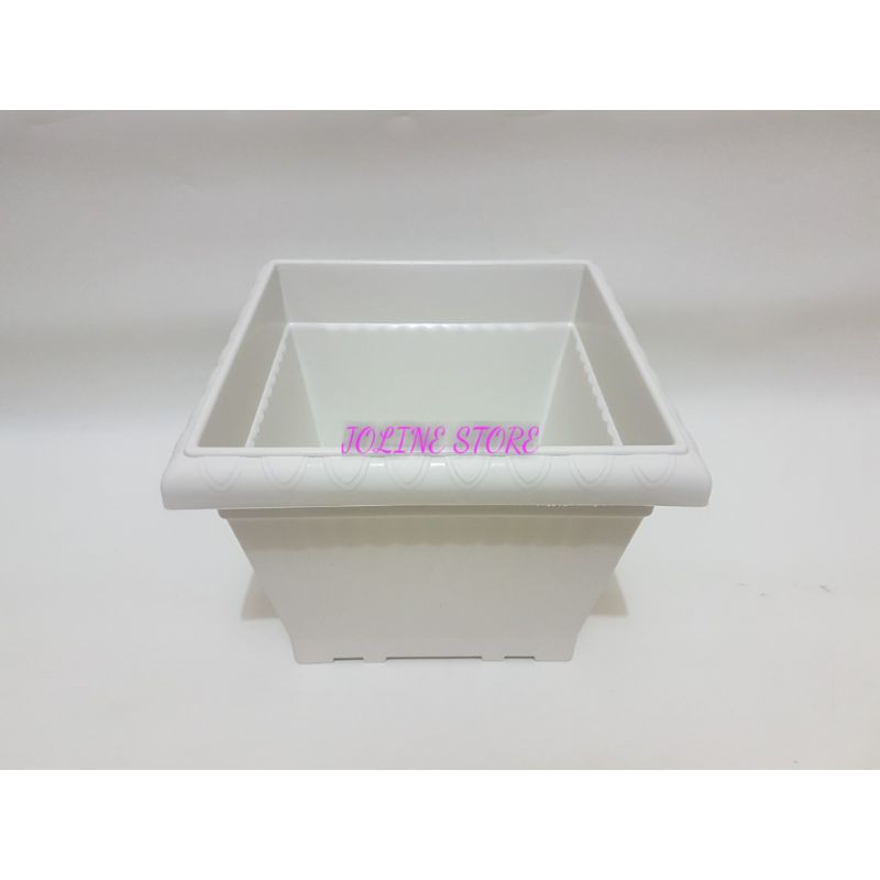 Pot Tanaman Amaris - Pot Bunga Putih - Pot Kotak Plastik - Pot Segi