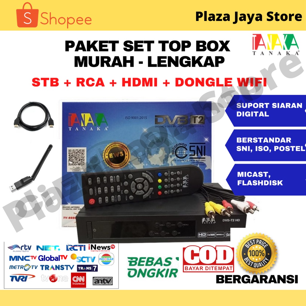 Set Top Box DVB T2 Tanaka Ubah Siaran Tv analog ke Tv Digital / Set Top Box Murah Lengkap / Set Top 