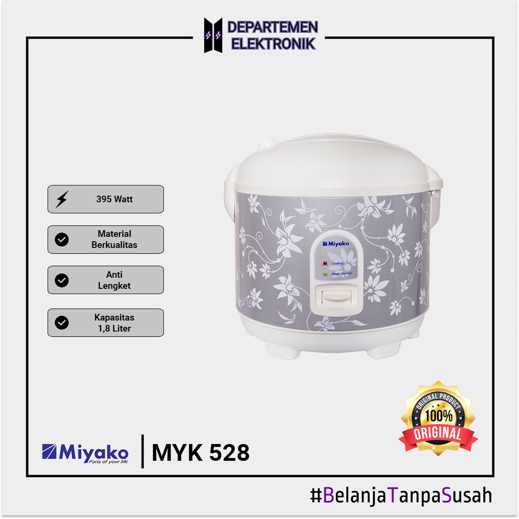 Miyako MCM 528 Magic Com 1.8 Liter 3in1 395 Watt MURAH BANGET / GARANSI RESMI